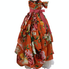DOLCE & GABBANA Tangerine Fiori Vari Ball Gown Dress - UK 6 / IT 38
