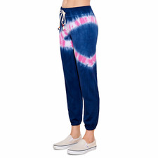 Sundry Women Blue Tie Dye Mid Rise Elastic Waist Lightweight Ankle Joggers Pants