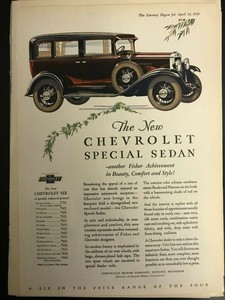 1930 Chevy 4 Door Sedan Pontiac 4 Dr Sedan 2 Sided Original Vintage Car Ad Ebay