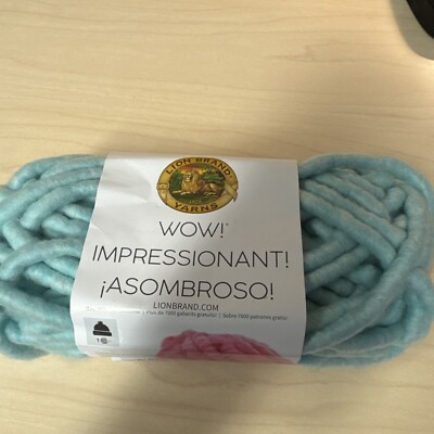 Lion Brand Yarns Wow Mermaids Tale Lt Blue Skein Acrylic Wool Knit Crochet Jumbo