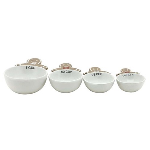 St. Nicholas Square Evergreen Lane Ceramic Measuring Cups 4 Cup Set Nesting NWT - Picture 2 of 4