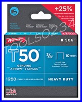 Genuine Arrow Staples T50 3/8 1,250 Box 506 Made In Usa Free Shipping Genuine Arrow Staples T50 3/8 1,250 Box 506 Made In Usa Free Shipping