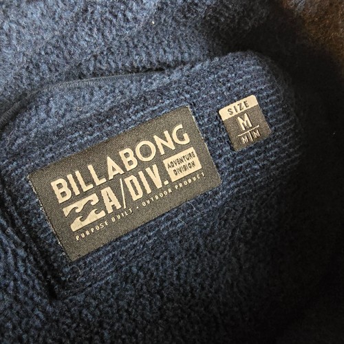 Billabong Felpa Uomo Blu Medio Beige Mezza Zip A/Div Surf Fleece Pullover - Foto 10 di 10