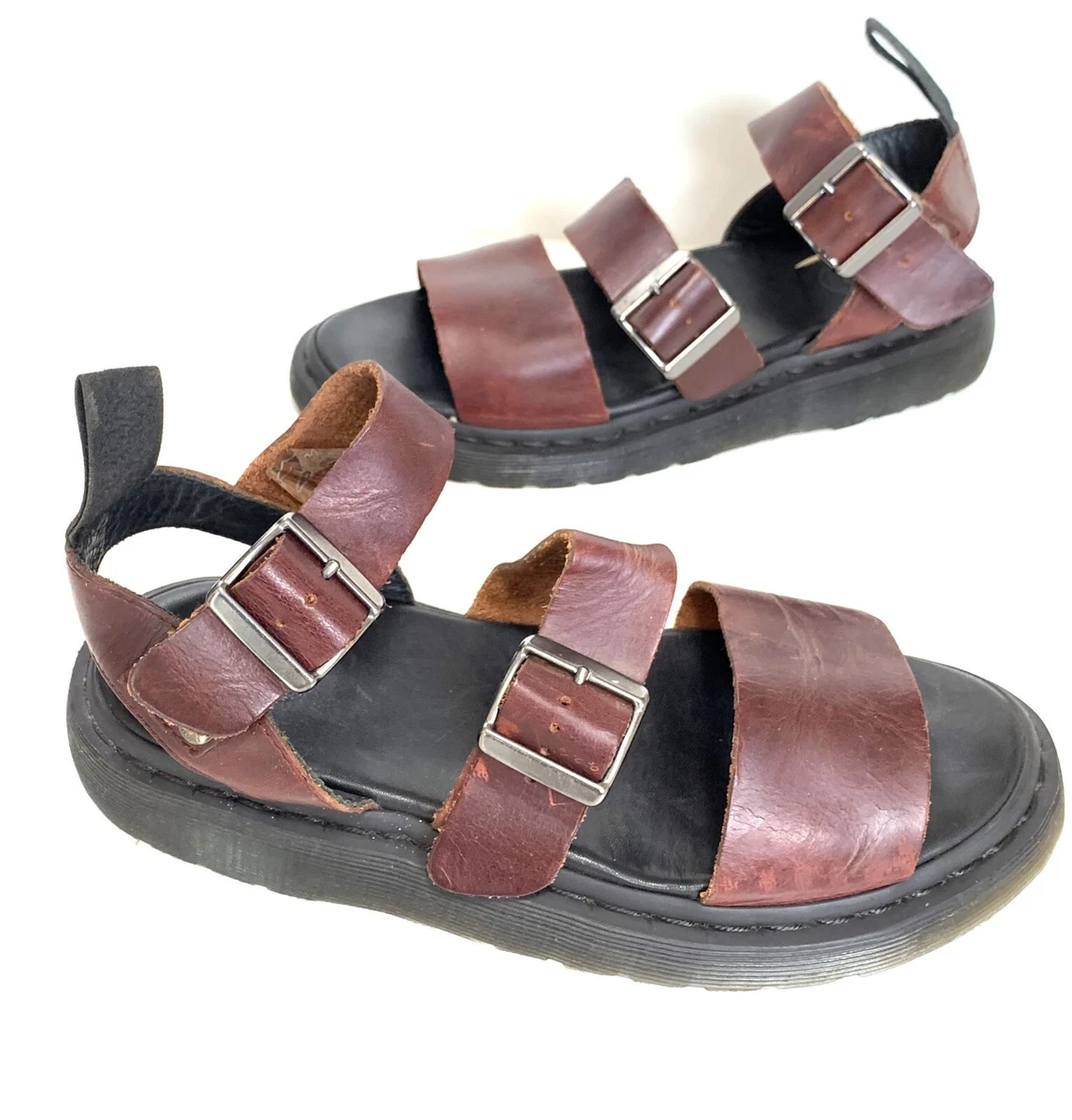 Ladies Dr Martens GRYPHON Brown leather Strapped Sandals Size UK 7 Great Cond
