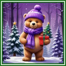 30 Custom Purple Xmas Teddy Bear Personalized Address Labels