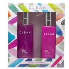 Clean SKIN & VANILLA Eau Fraiche Spray & Perfume Body Lotion Duo 5.9 OZ X 2 NIB