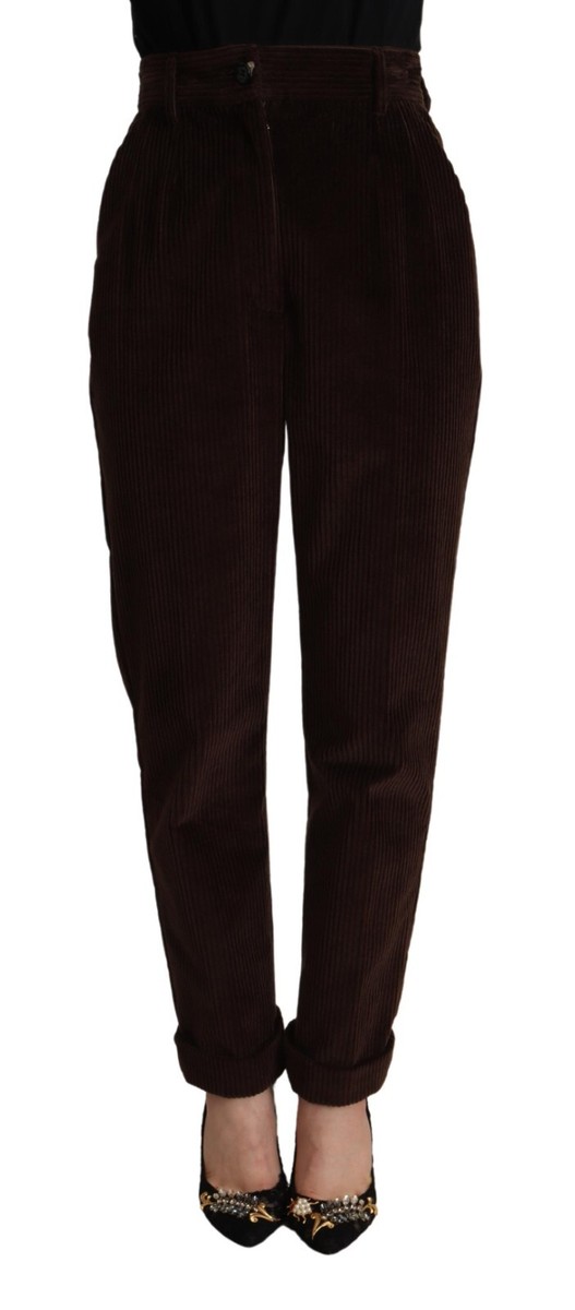 DOLCE & GABBANA Pants Tapered Bordeaux Corduroy Cotton Trouser