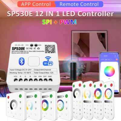 LED Controller SP530E Wifi Bluetooth RF 5V 12V 24V 5CH WS2812B WS2811 SK6812 LED