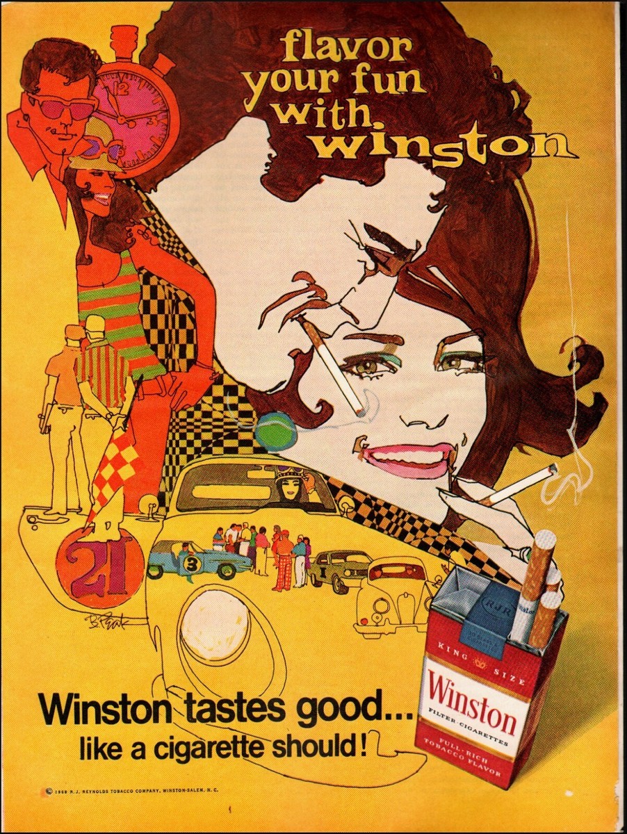 winston orange cigarettes 1968 Print ad WINSTON Cigarettes Tobacco Art 60's Fashion 12/20/22