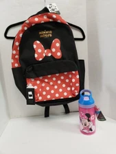 Bioworld Disney Minnie Mouse Backpack Tech Sleeve Zak! Drink Bottle NWT