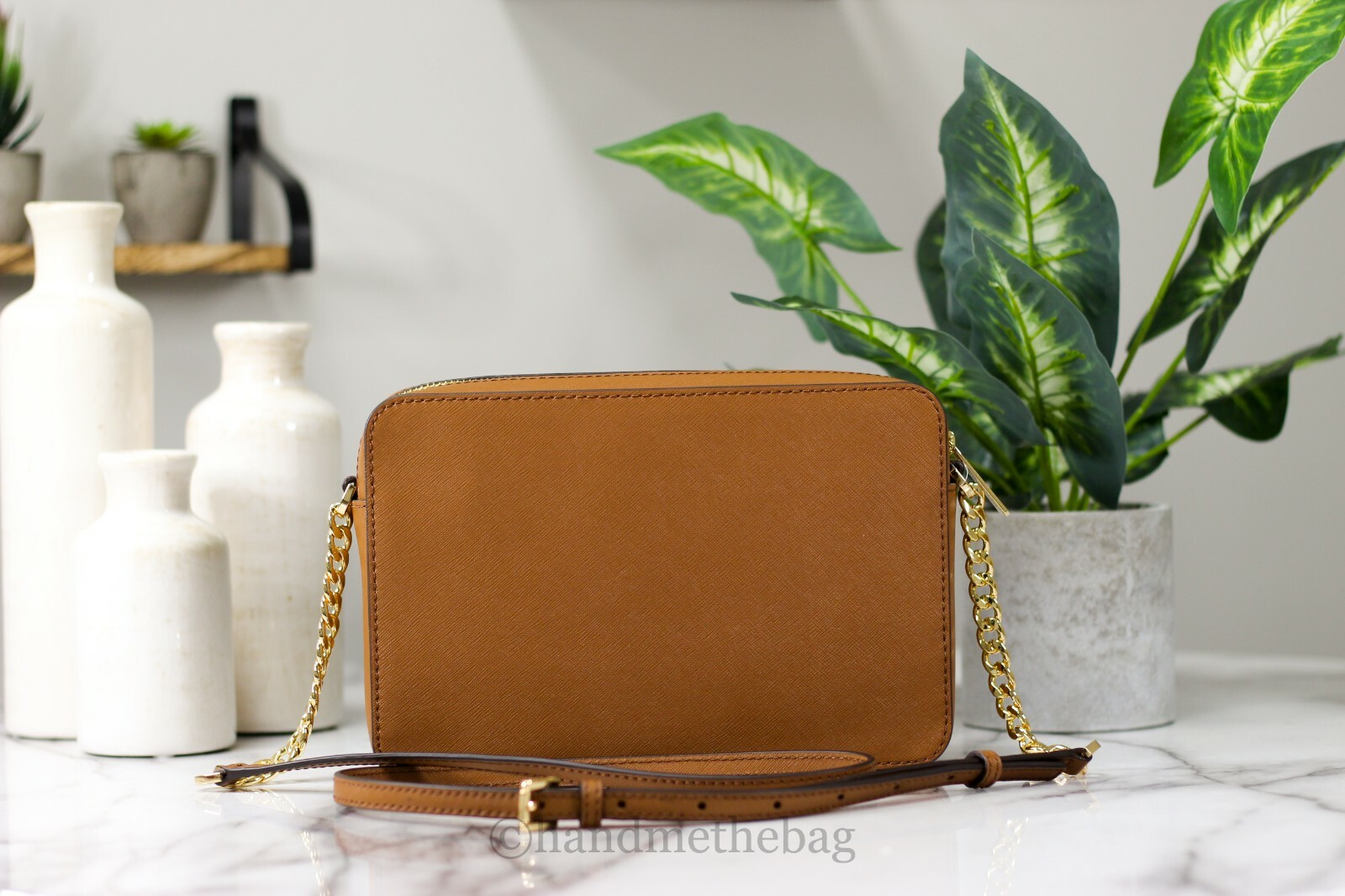 Michael Kors Jet Set Large East West Leather Luggage Crossbody Bag Handbag Purse