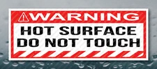 Warning Bumper Sticker Hot Surface Do Not Touch Prank Joke Toolbox Decal