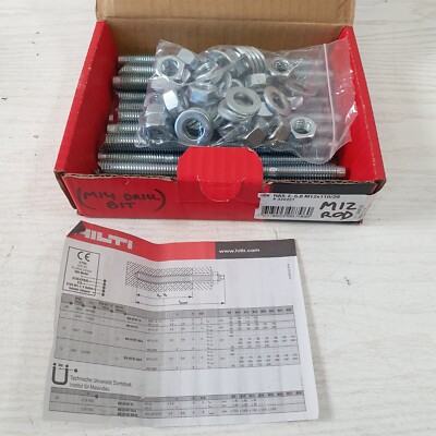 Karton mit 20 Hilti Befestigungen HAS-E-5,8 M12X110/28 mit Muttern und Unterlegscheiben - O3
