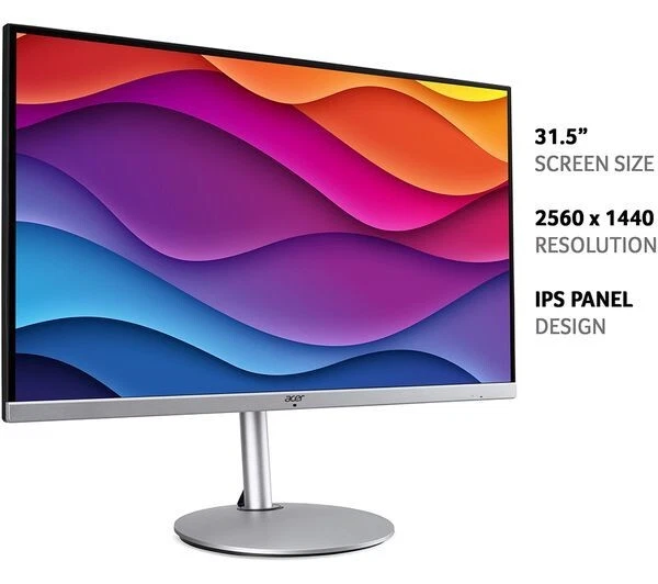 ACER CBA32 FHD Quad HD 32" IPS LCD Monitor - Silver & Black - Image 2 of 2