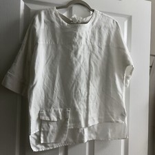 ic by connie k small White Cotton/linen Front Pocket And Tie In Back