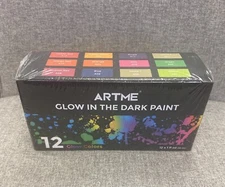 ARTME Glow in The Dark Paint Glow Paint Set of 12 Bright Colors 30ml/1oz Acry...