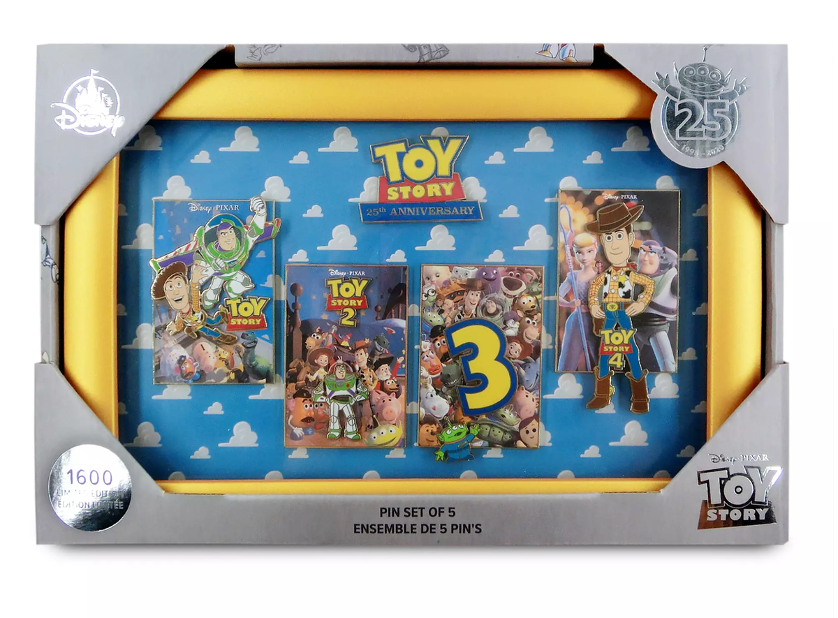 Disney Store Pixar Toy Story 25th Anniversary Pin Set Limited