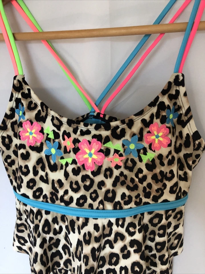JUSTICE GIRL'S ANIMAL PRINT FLOUNCE TANKINI SWIMSUIT sz 16 - Image 2 of 4