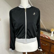 champion women's throwback old school Y2K Track Jacket Small Black