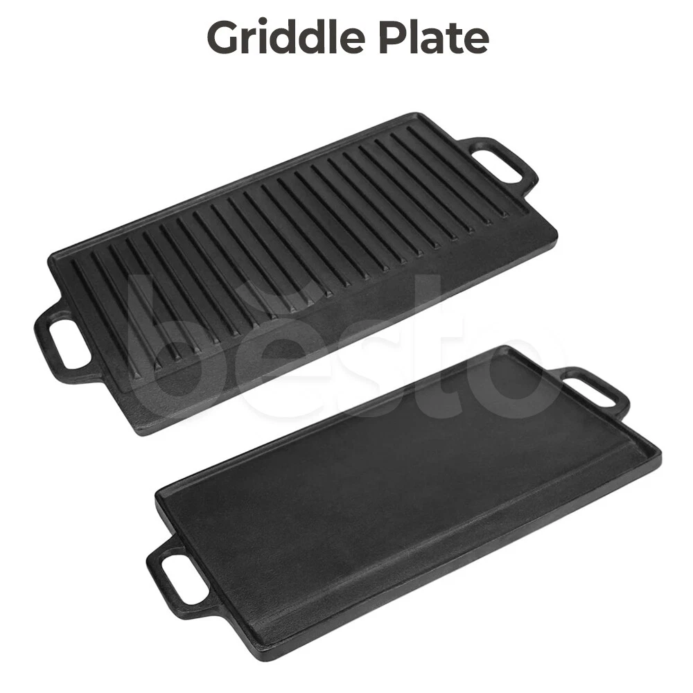 51cm Cast Iron Griddle Plate Fry Pan Grill BBQ Skillet Double Side Reversible
Opens in a new window