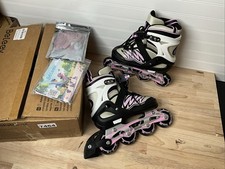 BELEEV Young Girl Inline Skates with Light-Up Wheels  Shoelaces 4-Size 1.5-4.5