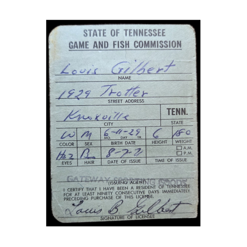 1972 Tennessee Hunting License w/ Archery Stamp Vintage  Game & Fish Memorabilia