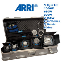 Arri Tungsten 5 light kit - 1000w/650w/300w/2-150w 2 chimeras 