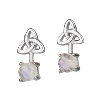 Trinity Knot - Keltische Ohrstecker Aus Schottland - Sterling Silber & Mondstein