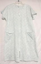 Miss Elaine Women s Size White/Aqua Floral Full Zip Tassel Robe Pockets Midi