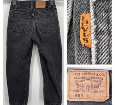 Vintage Little Levi  s Orange Tab Jeans Size 7X Black 566 Loose Made in USA