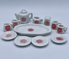 Vtg Pretty Port Porcelain Miniature 14 pc Tea Set including lids Made in China