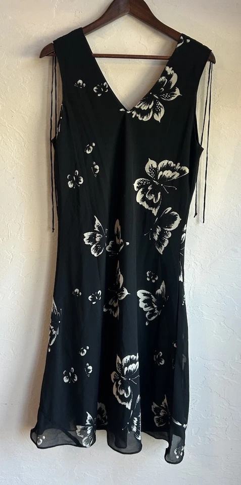 Vestido sin Mangas Vintage Años 90 Y2K Lola P Midi M Mariposa Hada Grunge Delicadas Lentejuelas Foto 2 de 4