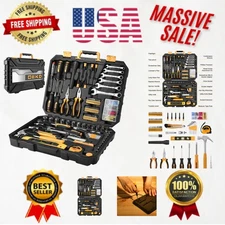 Comprehensive 208-Piece Hand Tool Kit with Sturdy Storage Case for Home Repairs