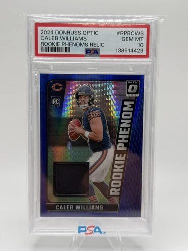 Caleb Williams 2024 Donruss Optic Rookie Phenom Blue Hyper Patch PSA 10 POP 25!