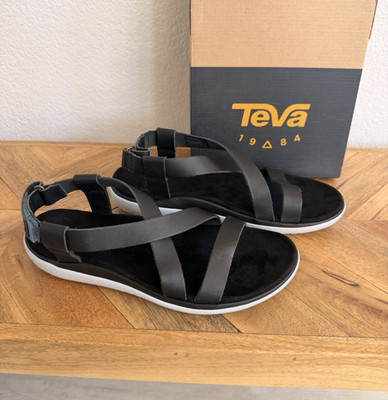 NEW TEVA TERRA FLOAT LIVIA LUX BLACK LEATHER SANDALS Women s Size 8 S/N 1009810
