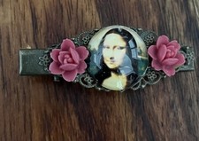 Vintage 1980s 90s Multicolor Hair Barrette Clip Mona Lisa Roses