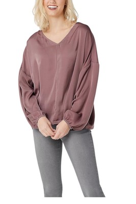 Du Jour Women's V-Neck Drop Shoulder Blouse Rose