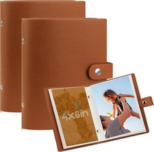 2 Pack Small Photo Album 4x6 Pictures - 52 Pocket Mini 4x6 Photo Book Leather...