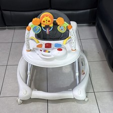 Bright Starts Entertainer Baby Walker with Lion Toy, White Orange