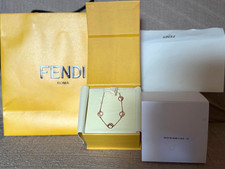 Fendi Roma Rose Gold Tone Chain Dangle Charm Bracelet F Logo Lobster Clasp