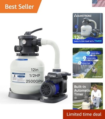 Sand Filter Pump for Above Ground Pool, Pool Pumps Above Ground with Timer, P...