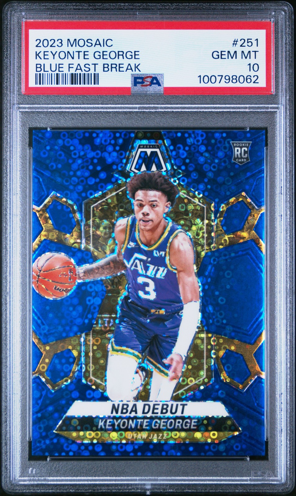 2023 PANINI MOSAIC BLUE FAST BREAK #251 KEYONTE GEORGE 4/85 PSA 10