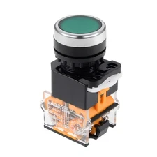 22mm Momentary Push Button Switches Green Round Flat Button DPST 1NO 1NC