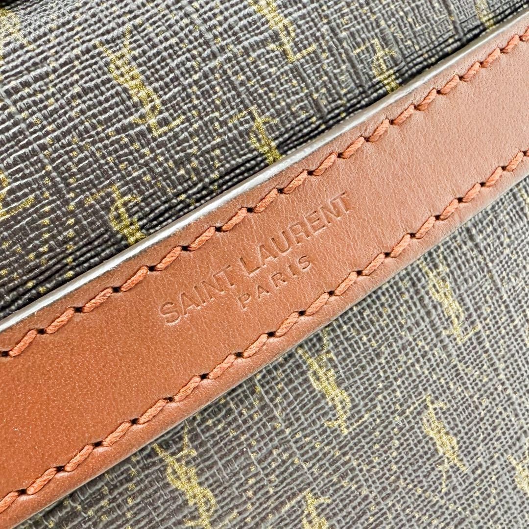 Borsa a tracolla uomo Saint Laurent tracolla monogramma PVC pelle marrone autentica