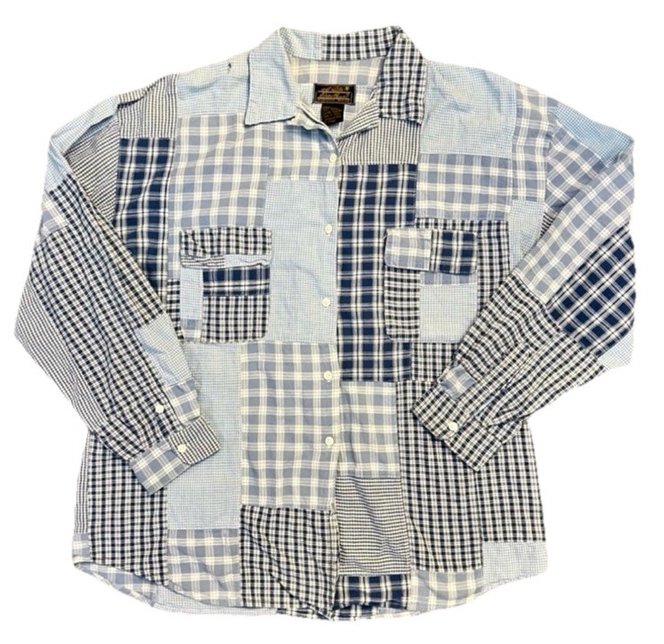 Vintage Eddie Bauer Patchwork Plaid Button Down S… - image 1
