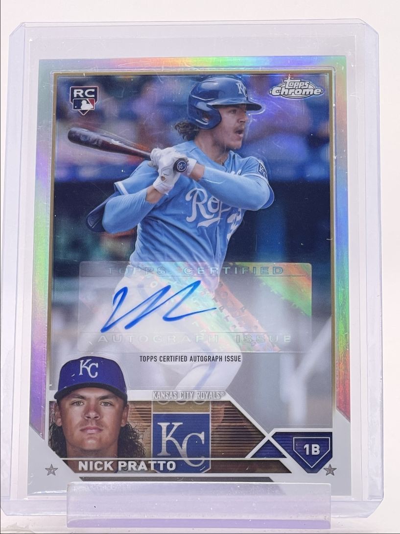 NICK PRATTO 2023 TOPPS CHROME ROOKIE REFRACTOR ROYALS RC AUTO /499 Q4152