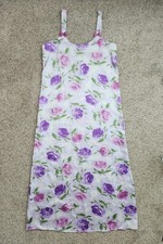 Vintage Elegant Satin Maxi Floral Night Gown Size Small