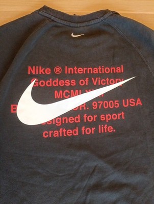 【希少】NIKE USA製　Swoosh スウッシュ　ディスプレイ　ウッド非売品 Rare Nike Goddess Double Swoosh Black Sweatshirt French Terry Mens