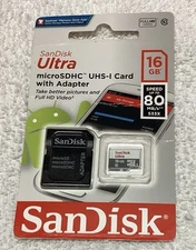 SanDisk Ultra 16GB Micro SD Class 10 microSDHC Memory Card - SDSQUNS-016G-GN3MA