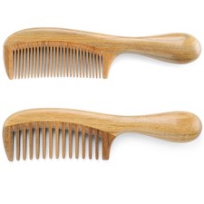 Handmade Sandalwood Hair Combs Set - Anti-Static Scented Wooden Wide Tooth an...